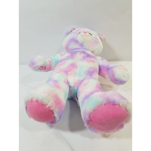 Build A Bear Plush Pastel Swirl Tie Dye Kitty Cat Pink Purple Blue BABW #1 - Picture 8 of 10